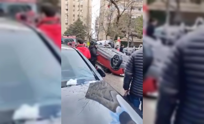 Kadıköy Kozyatağında Araç takla attı 1 yaralı